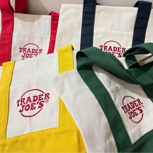 Trader Joe's Mini Tote Bag Set - Red, Yellow, Green, Blue